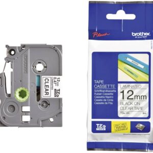 Brother Label - 12mm Black On Clear Label Tape