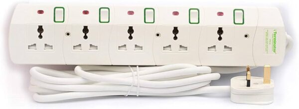 Power Extension Terminator 5 way Universal Power Extension Socket, 5M