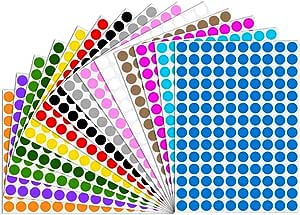 Label Small Round Color Dot Labels, Self-Adhesive Stickers for Coloring