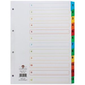 Divider 1-12 Colors PVC  A4