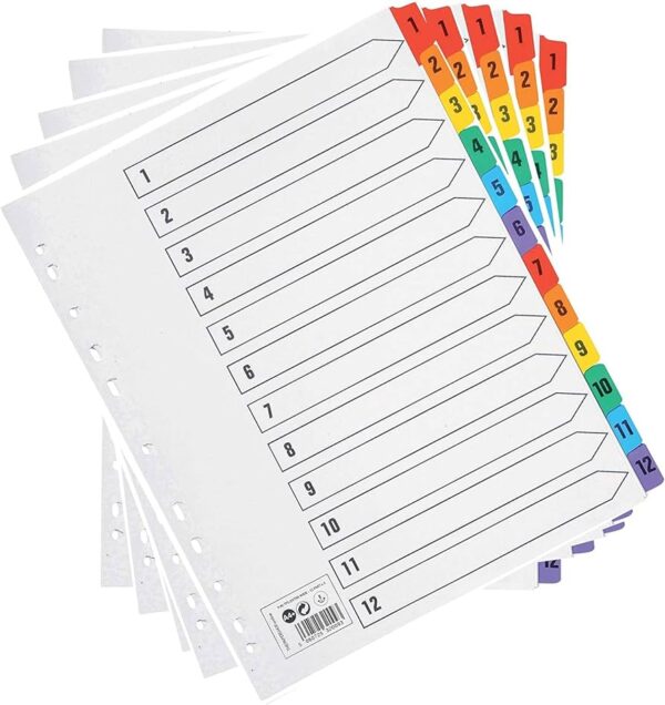 Divider 1-12 Colors Paper   A4