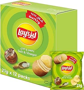 Lays Salt & Vinegar Potato Chips, 21 grams x 12 pieces