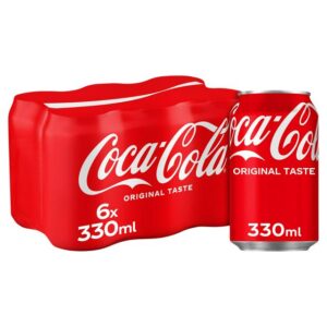 Coca-Cola Regular Carbonated Soft Drink In Can, 330 Ml (Pack Of 6)