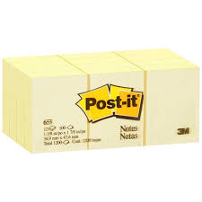 3M POST IT 1.5X2  YELLOW 12 PADS