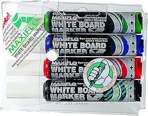 Maxiflo White Board Marker Pentel 5.7Mm Chisel Tip Wallet 4 