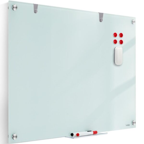 Tankee Glass Magnetic Dry Erase Board - 48 x 32 Inches Frameless Glass Whiteboard for Wall