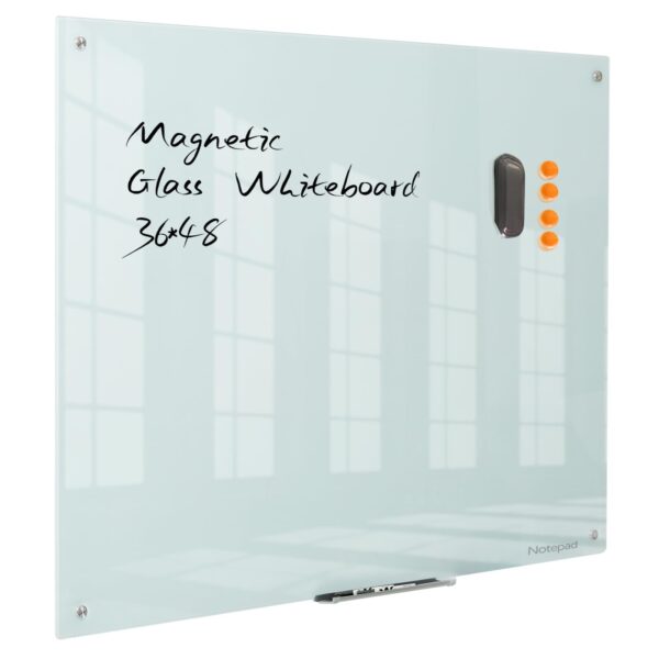 Glass Whiteboard Magnetic Glass Dry Erase Board -  48 x 36 Inches Wall Mounted